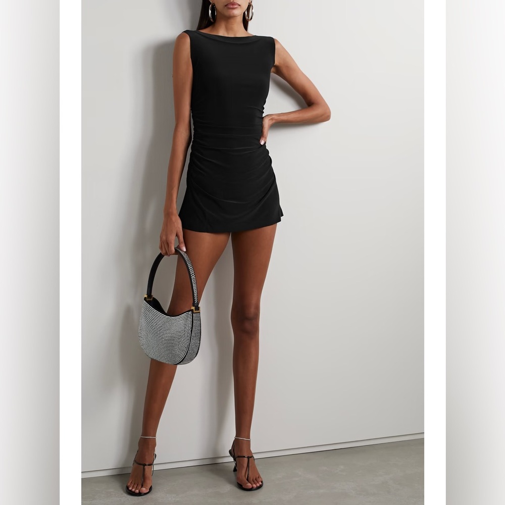 Norma Kamali Black Ruched Midi Dress